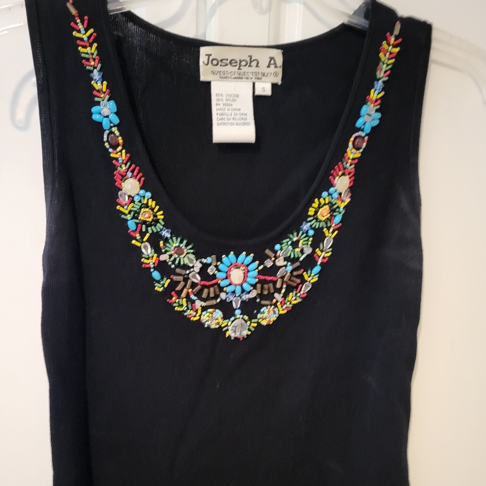 Joseph A Paris Beaded Embelished Sleeveless Tank Top Size Small